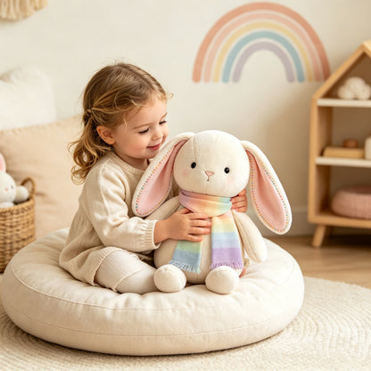 🐰 Rainbow Scarf Bunny Plush Toy