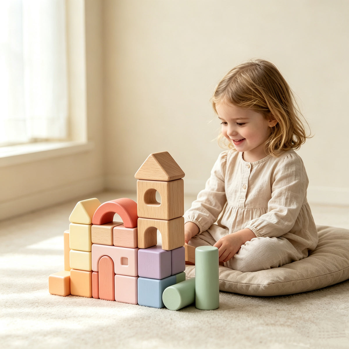 🌈 Rainbow Wooden Block Set