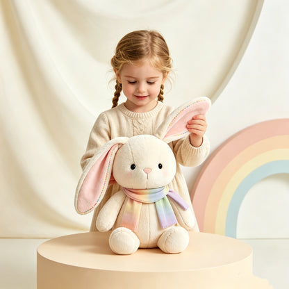 🐰 Rainbow Scarf Bunny Plush Toy