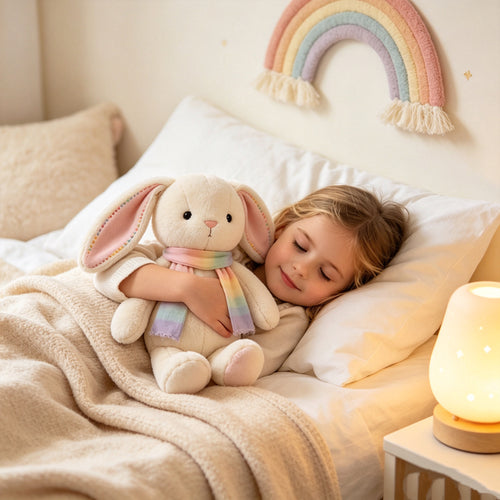 🐰 Rainbow Scarf Bunny Plush Toy